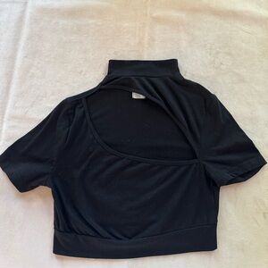 Princess Polly Short Sleeve Cut Out Mock Neck Top